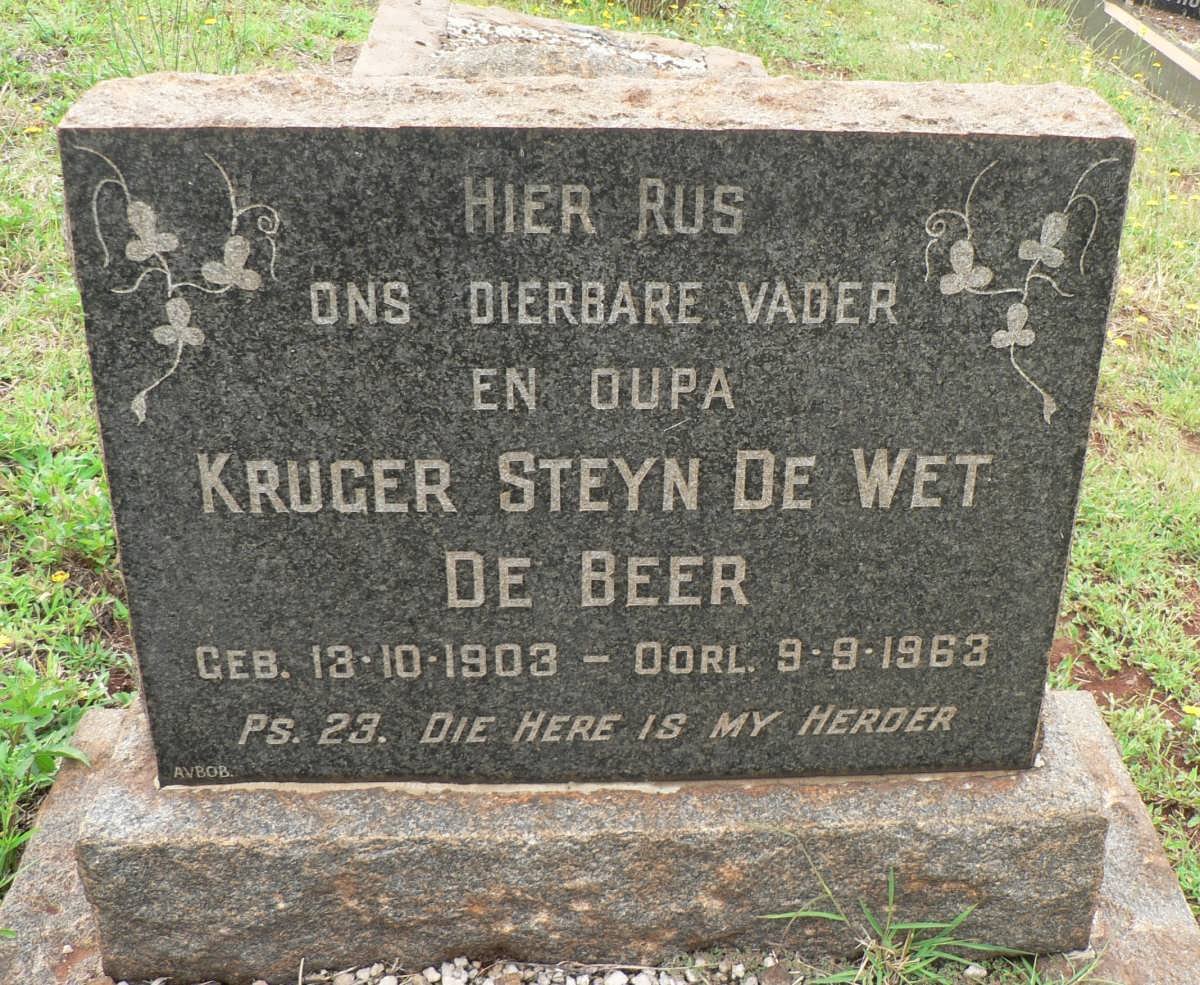 BEER Kruger Steyn de Wet, de 1903-1963