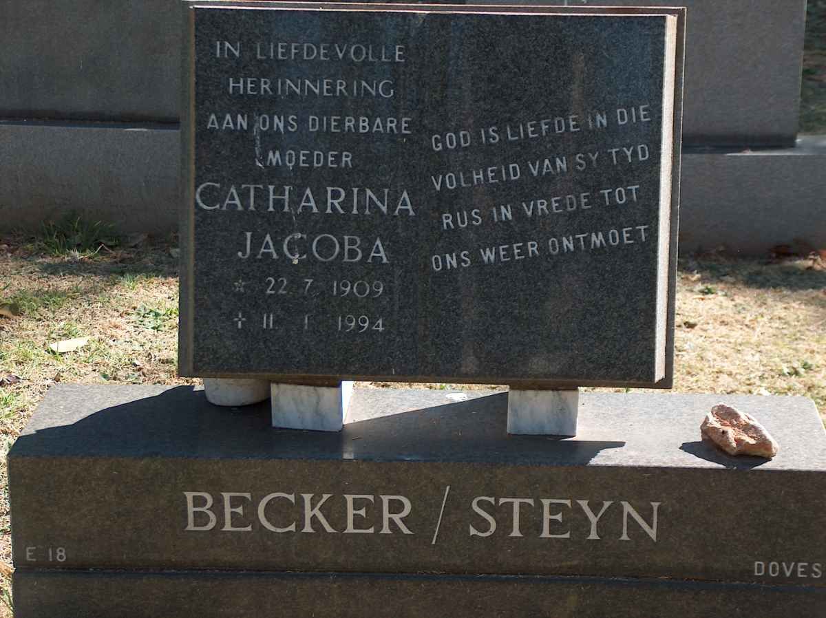 BECKER Catharina Jacoba nee STEYN 1909-1994