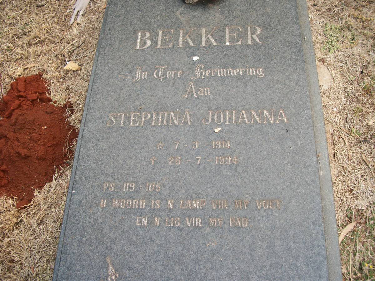 BEKKER Stephina Johanna 1914-1994