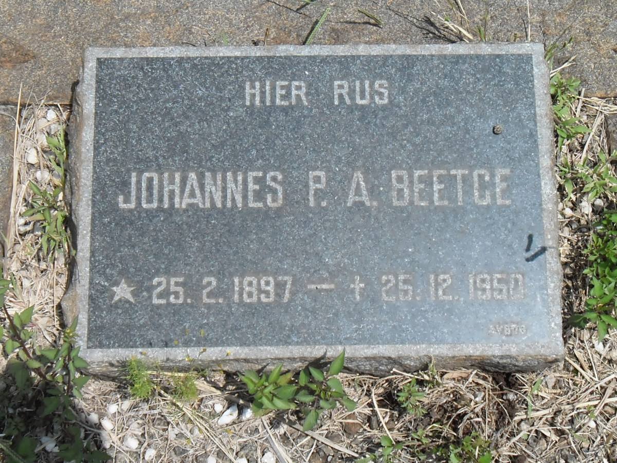 BEETGE Johannes P.A. 1897-1950