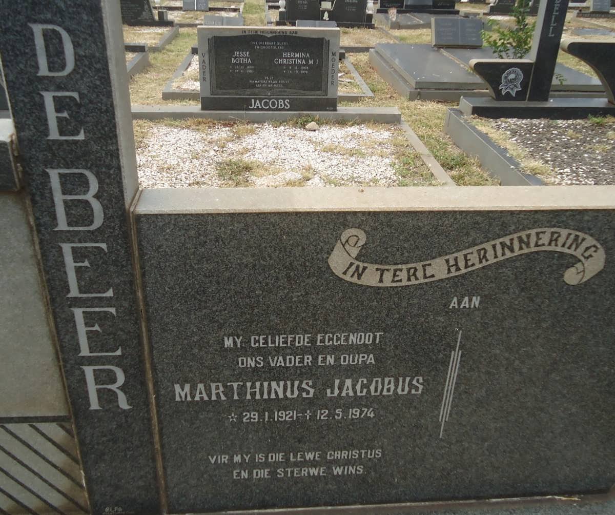 BEER Marthinus Jacobus, de 1921-1974