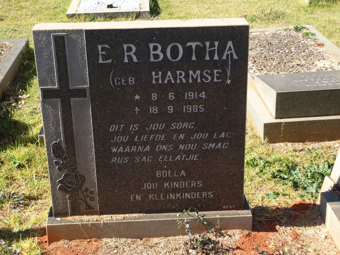 BOTHA E.R. nee HARMSE 1914-1985