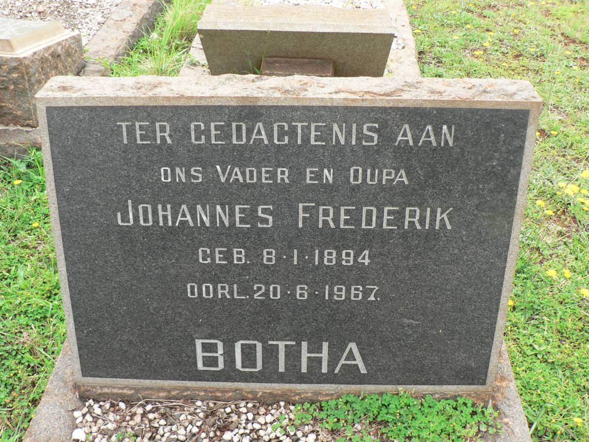 BOTHA Johannes Frederik 1894-1967
