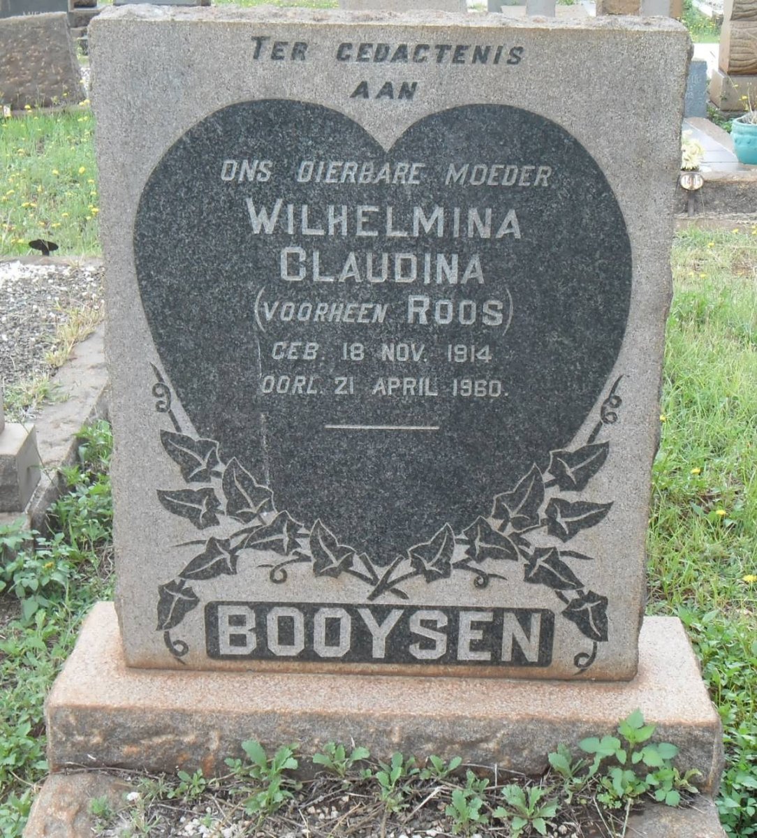 BOOYSEN Wilhelmina Claudina voorheen ROOS 1914-1960