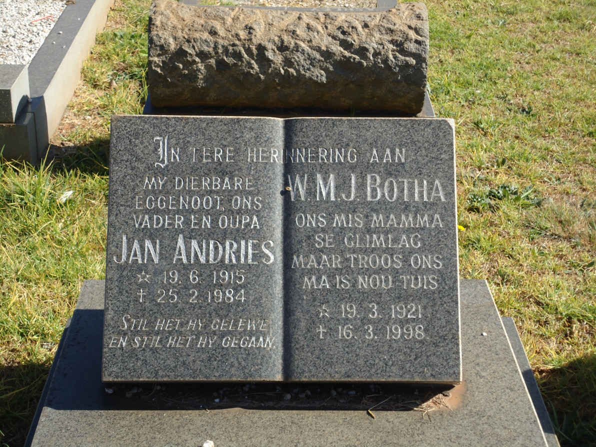 BOTHA Jan Andries 1915-1984 &amp; W.M.J. 1921-1998