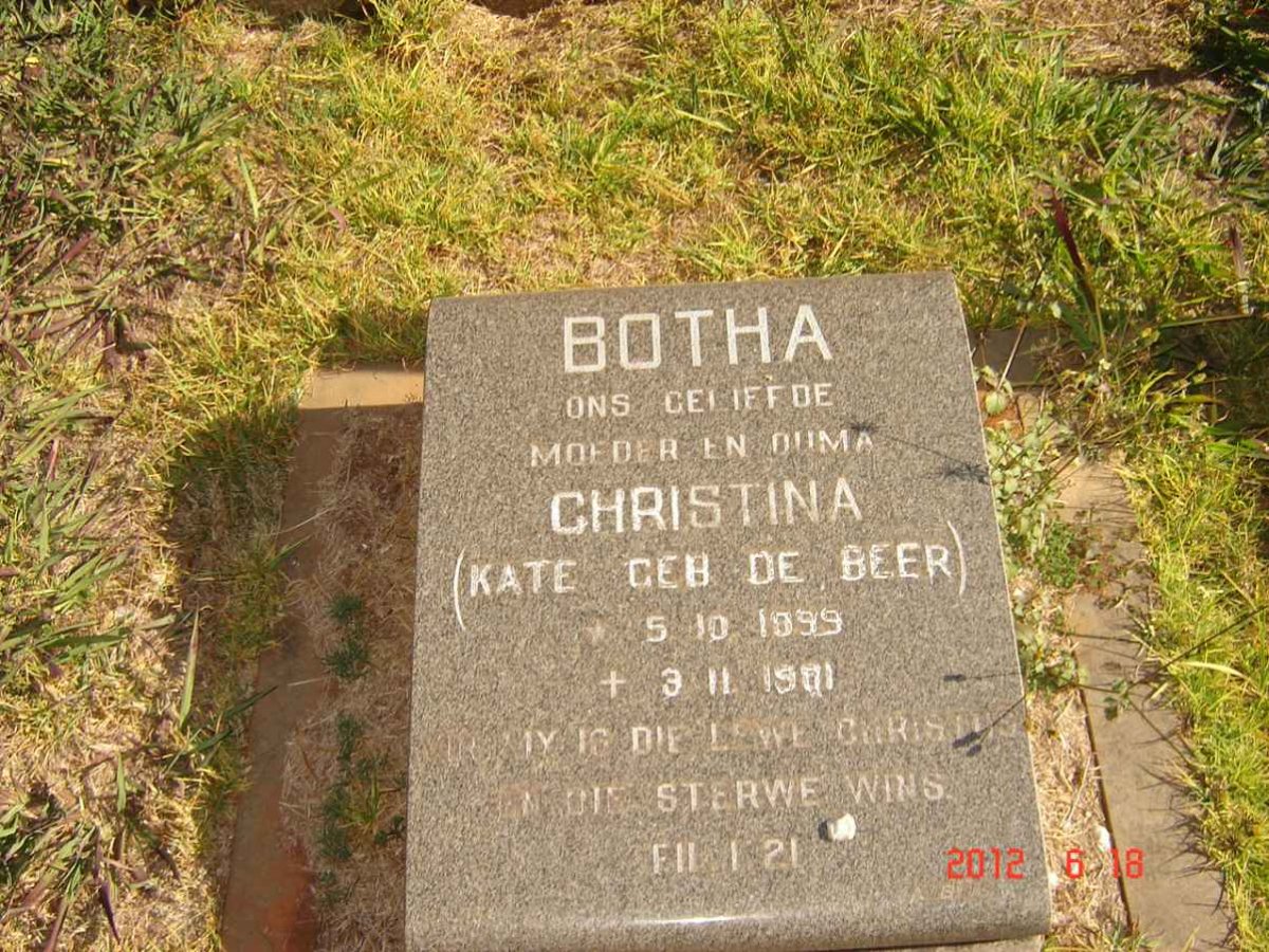 BOTHA Christina nee DE BEER 1899-1981