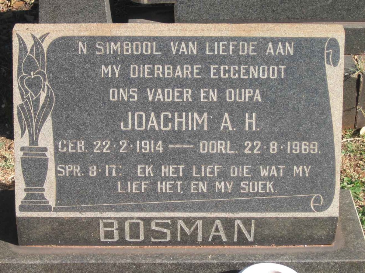 BOSMAN Joachim A. H. 1914-1969