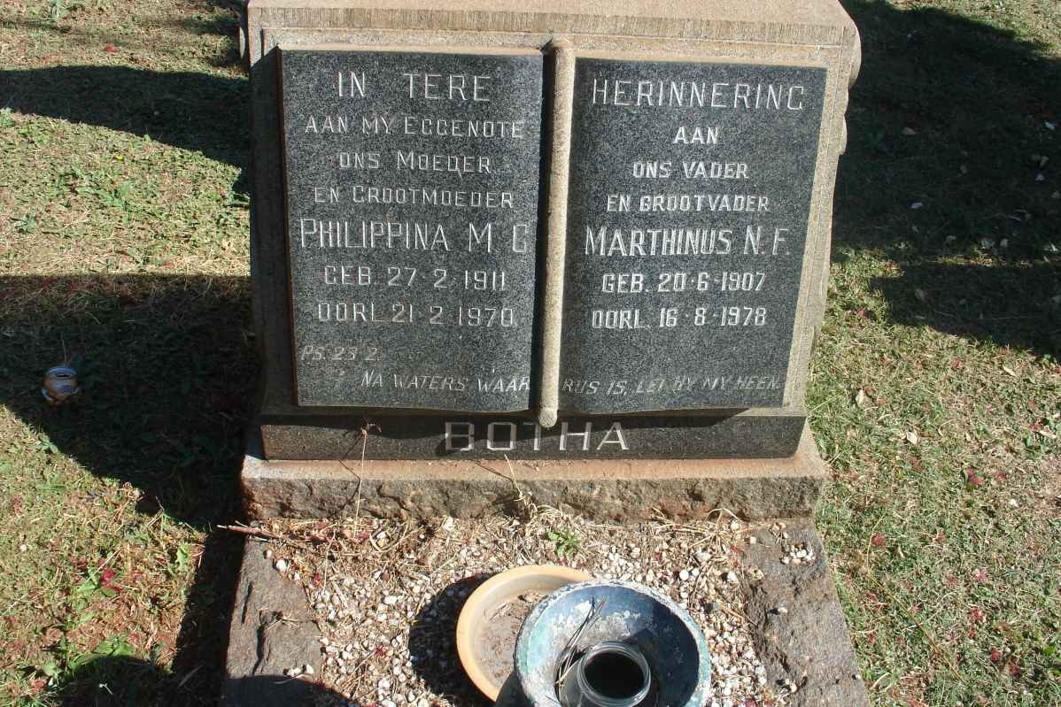 BOTHA Marthinus N.F. 1907-1978 &amp; Philippina M.G. 1911-1970