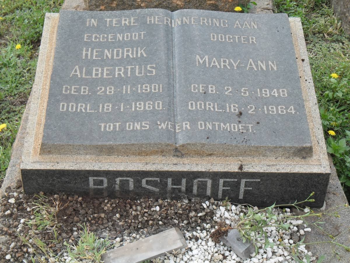 BOSHOFF Hendrik Albertus 1901-1960 :: BOSHOFF Mary-Ann 1948-1964
