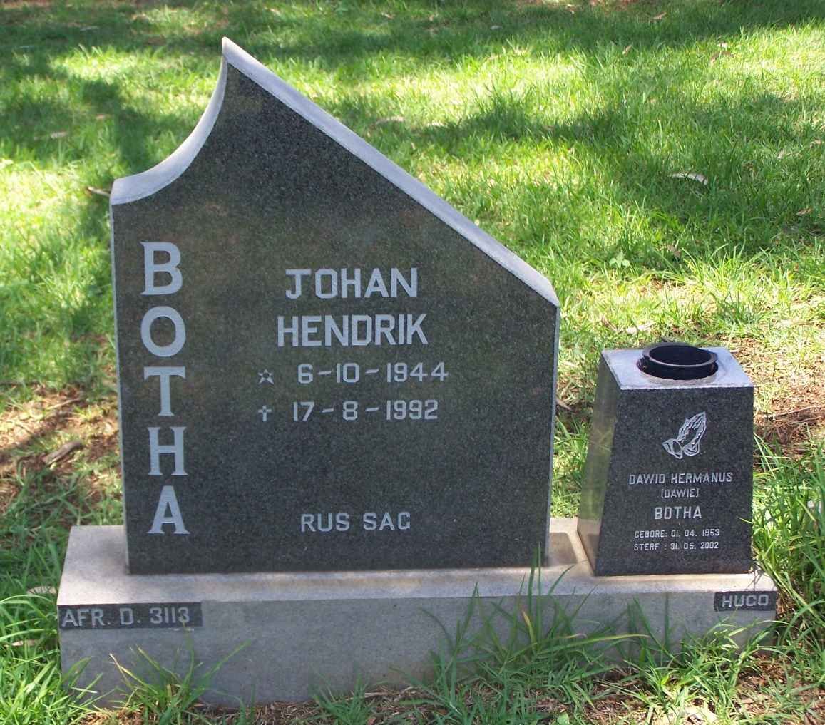 BOTHA Johan Hendrik 1944-1992 :: BOTHA Dawid Hermanus 19?3-2002
