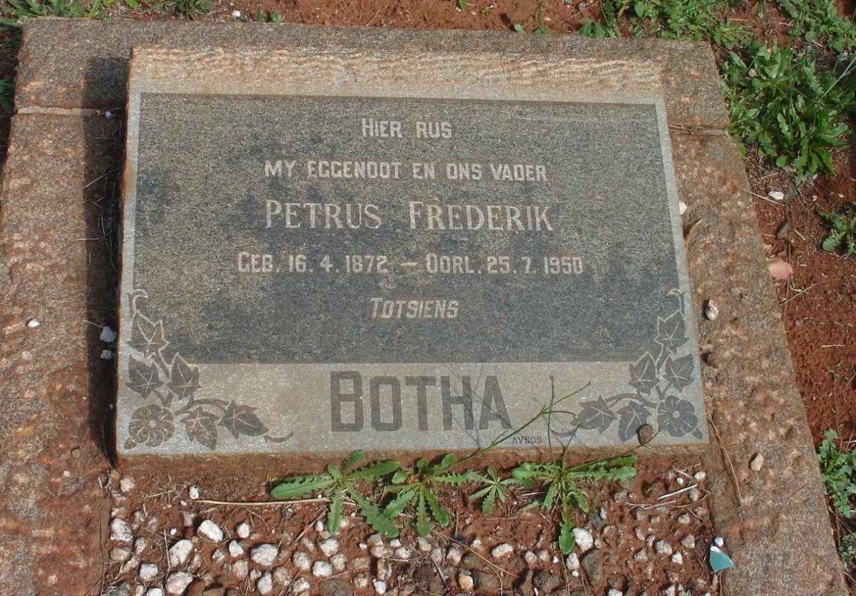 BOTHA Petrus Frederik 1872-1950