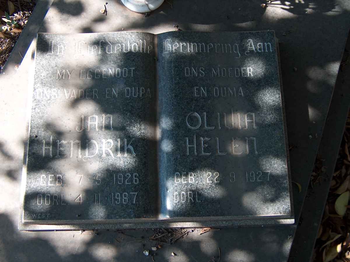 BOOYSEN Jan Hendrik 1926-1987 &amp; Olivia Helen 1927-