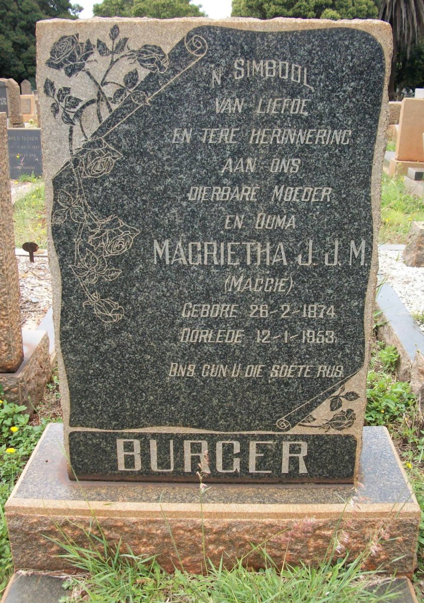 BURGER Magrietha J.J.M. 1874-1953