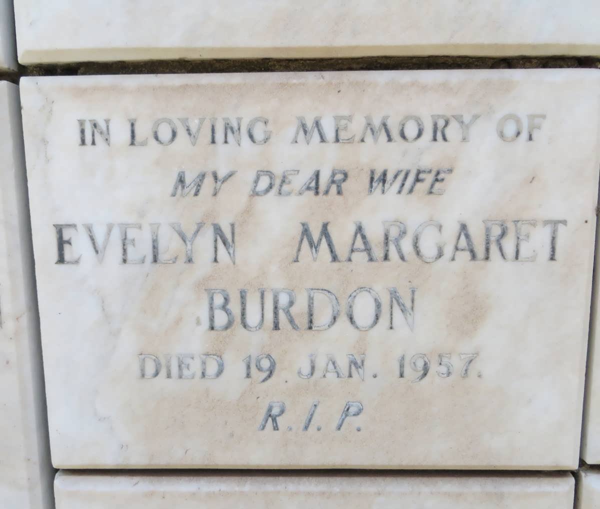 BURDON Evelyn Margaret -1957