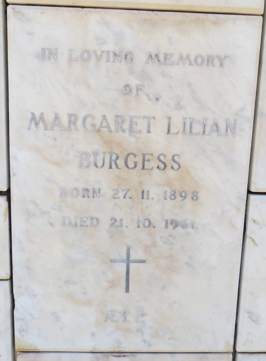 BURGESS Margaret Lilian 1898-1961