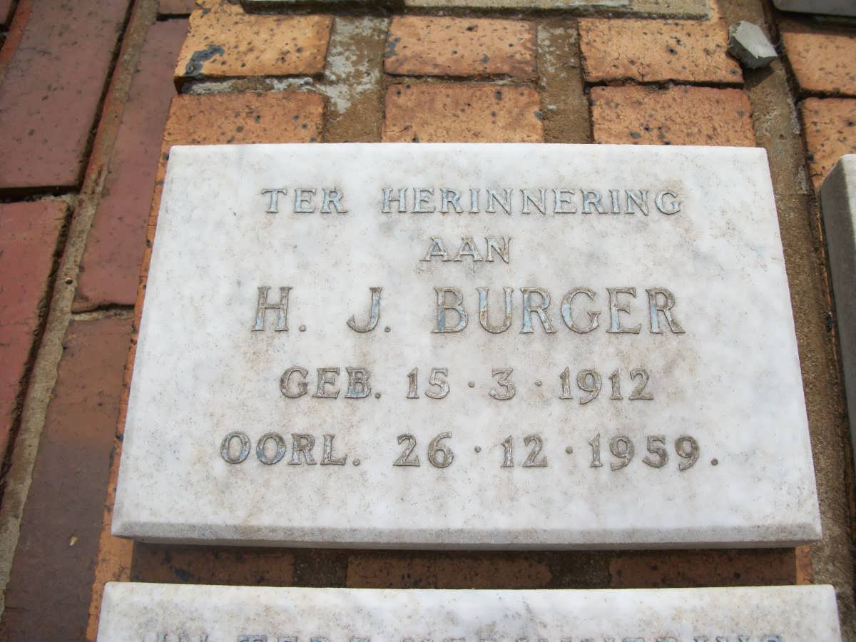 BURGER H.J. 1912-1959