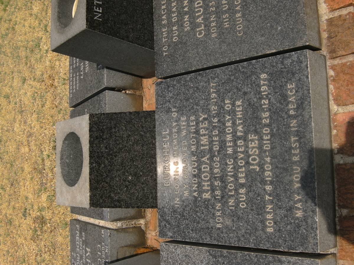 BURCHELL Josef 1904-2978 &amp; Rhoda Impey 1902-1977