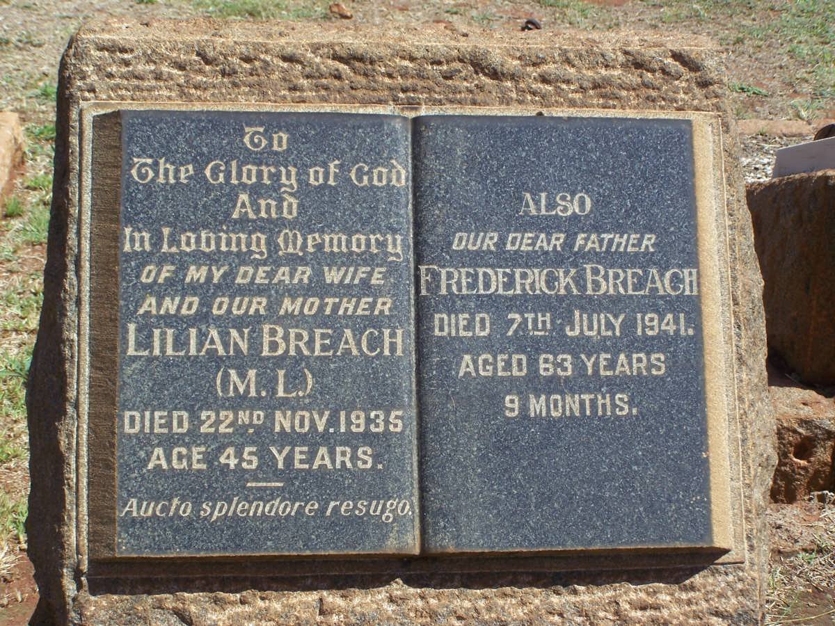 BREACH Frederick -1941 &amp; Lilian M.L. -1935