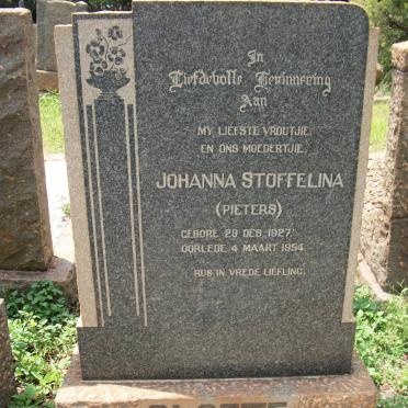 CLOETE Johannes Stoffelina nee PIETERS 1927-1954