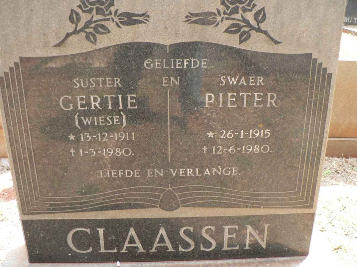 CLAASSEN Pieter 1915-1980 &amp; Gertie WIESE 1911-1980