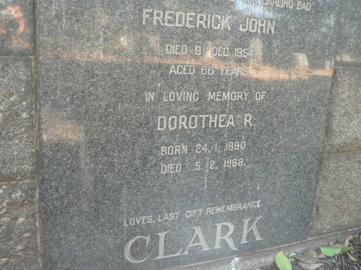 CLARK Frederick John -1954 &amp; Dorothea R. 1890-1968