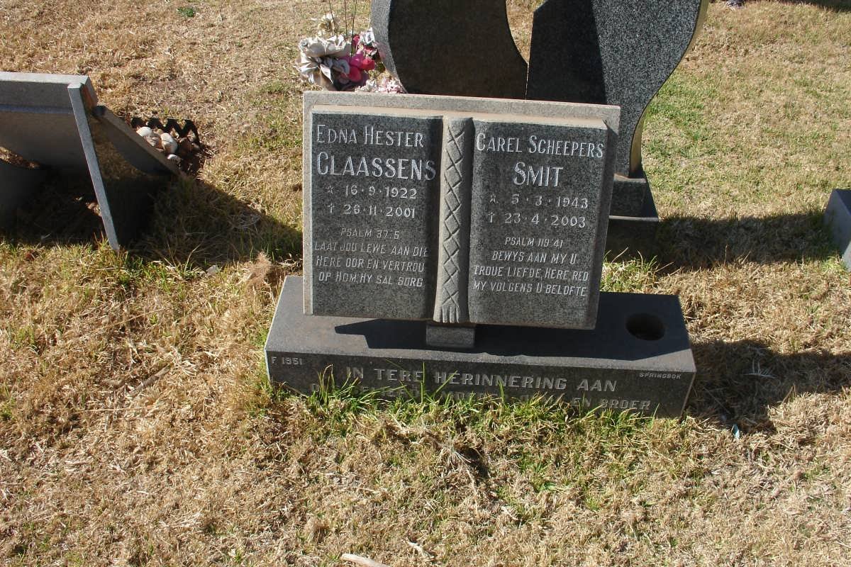 CLAASSENS Edna Heter 1922-2001 :: SMIT Carel Scheepers 1943-2003