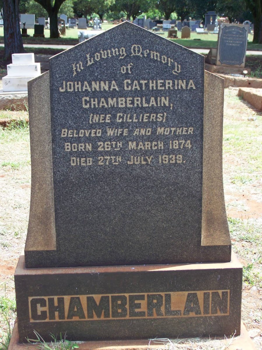CHAMBERLAIN Johanna Catherina nee CILLIERS 1874-1939