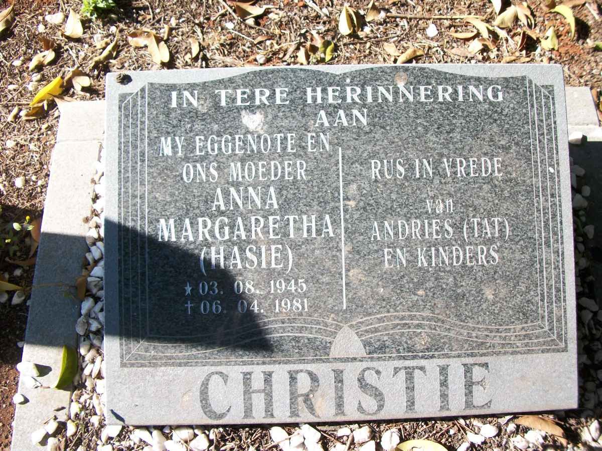 CHRISTIE Anna Margaretha 1945-1981