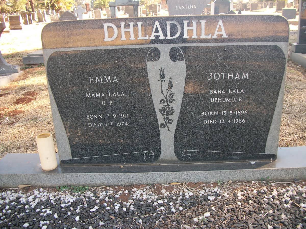 DHLADHLA Jotham 1896-1986 &amp; Emma 1911-1974