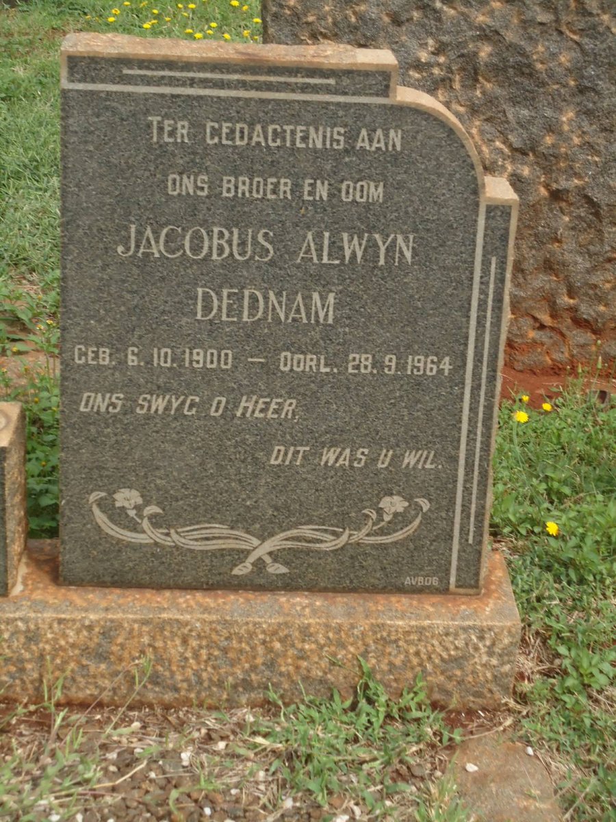 DEDNAM Jacobus Alwyn 1900-1964