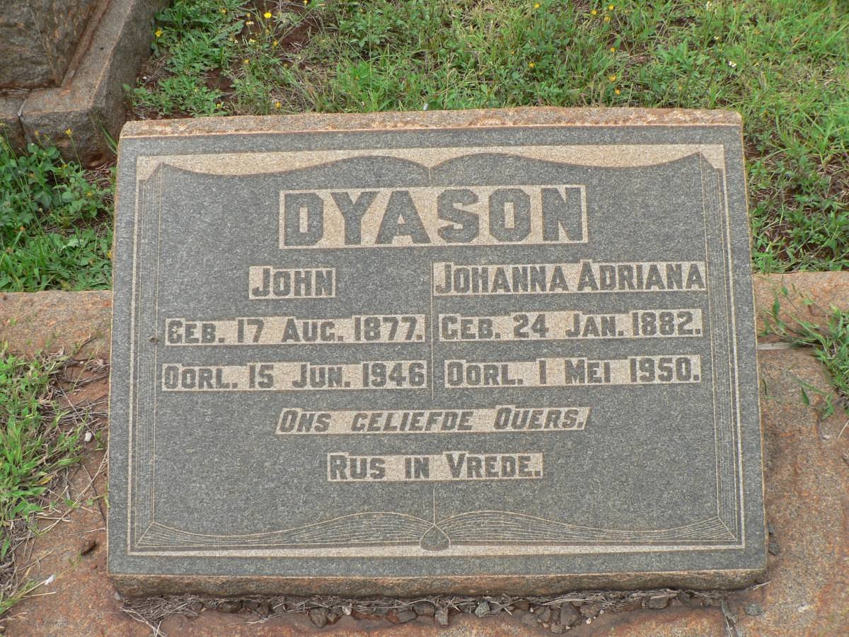 DYASON John 1877-1946 &amp; Johanna Adriana 1882-1950
