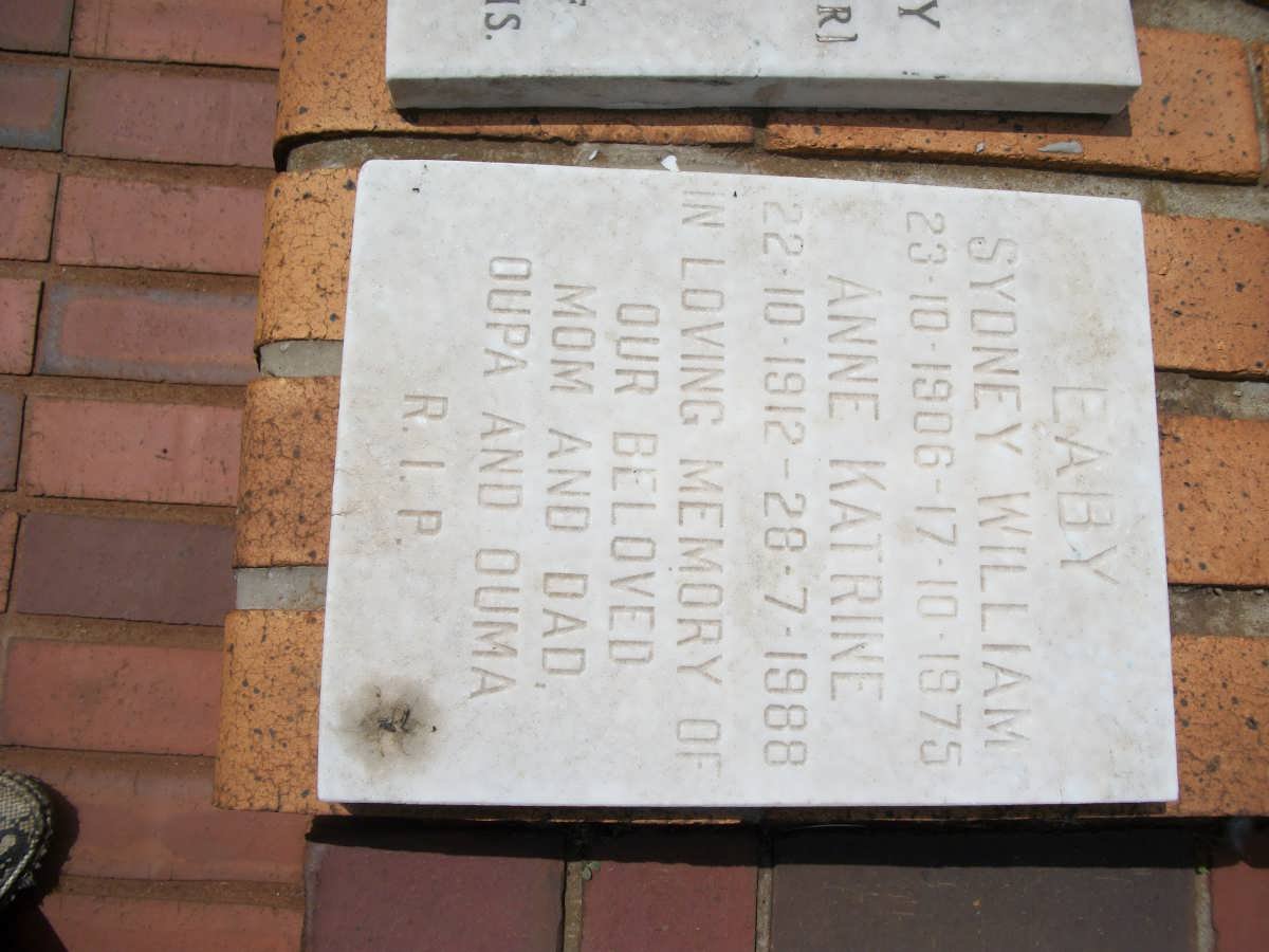 EABY Sydney William 1906-1975 &amp; Anne Katrine 1912-1988