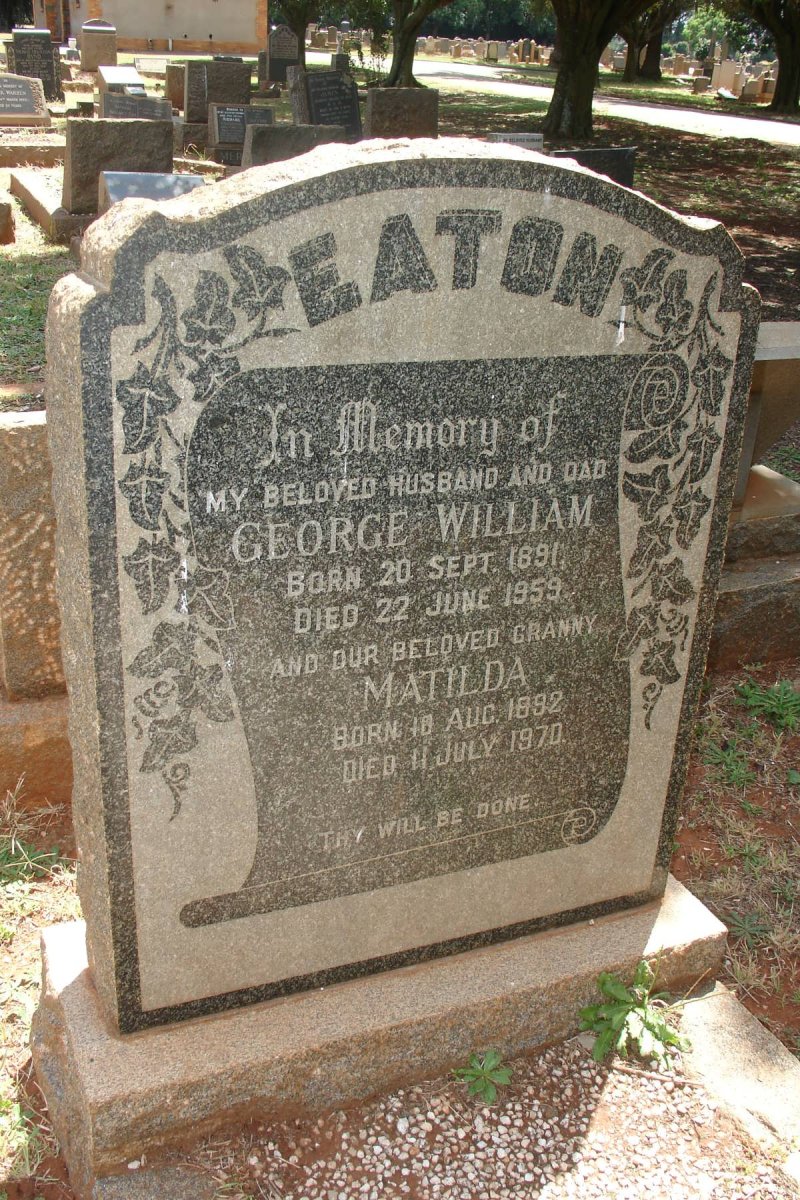 EATON George William 1891-1959 &amp; Matilda 1892-1970