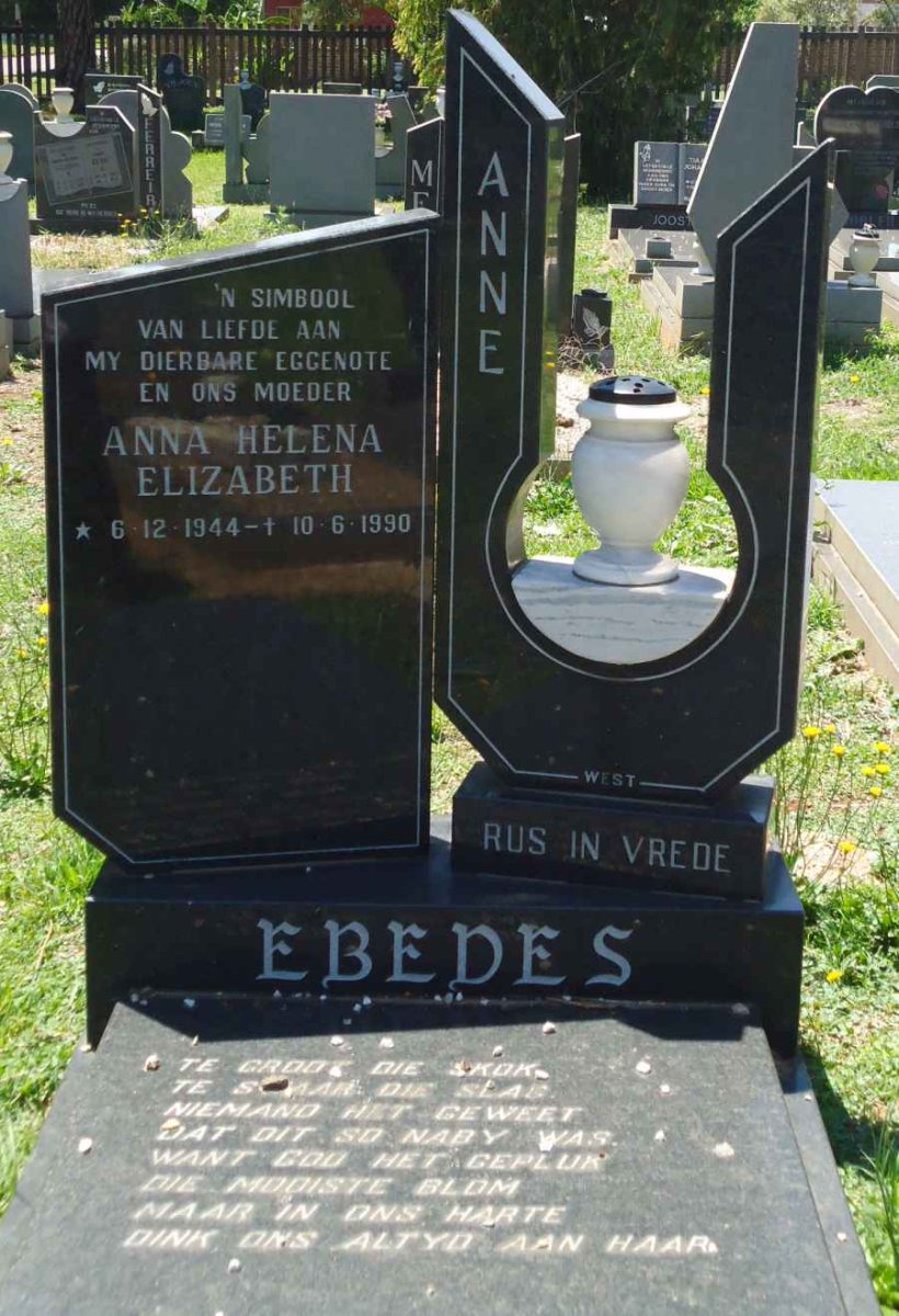 EBEDES Anna Helena Elizabeth 1944-1990