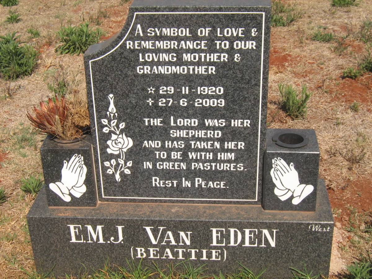 EDEN E.M.J., van 1920-2009