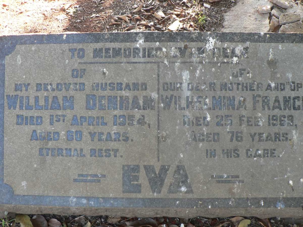 EVA William Denham -1954 &amp; Wilhelmina Fran? -1969