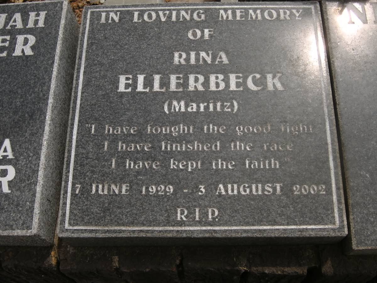 ELLERBECK Rina nee MARITZ 1929-2002