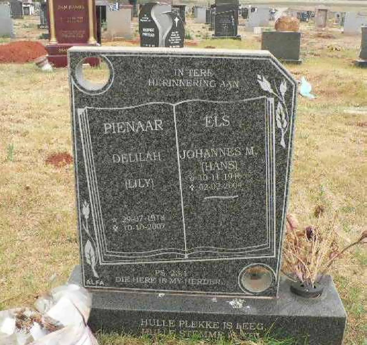 ELS Johannes M. 1916-2004 :: PIENAAR Delilah 1918-2007