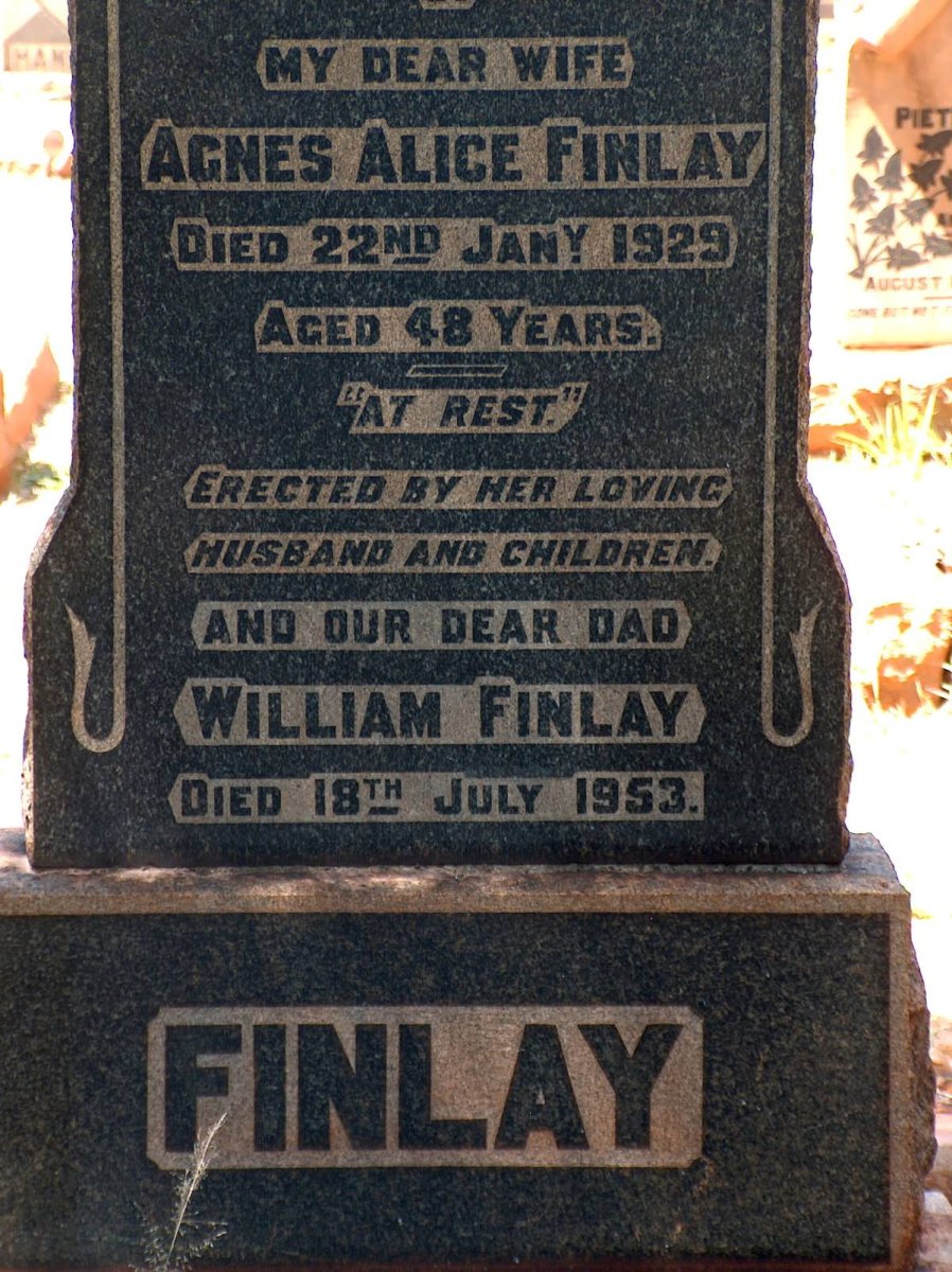 FINLAY William -1953 &amp; Agnes Alice -1929