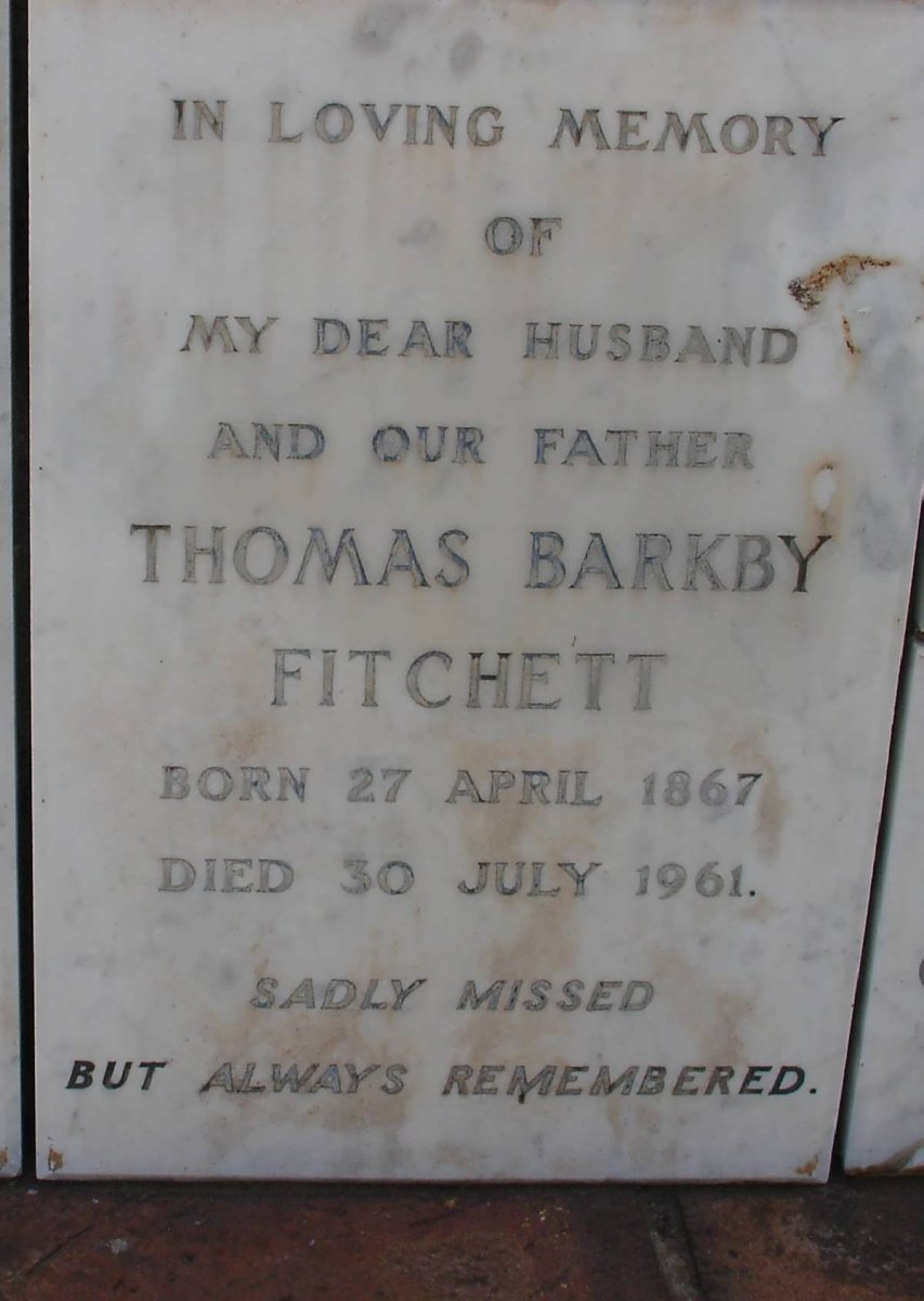 FITCHETT Thomas Barkby 1867-1961