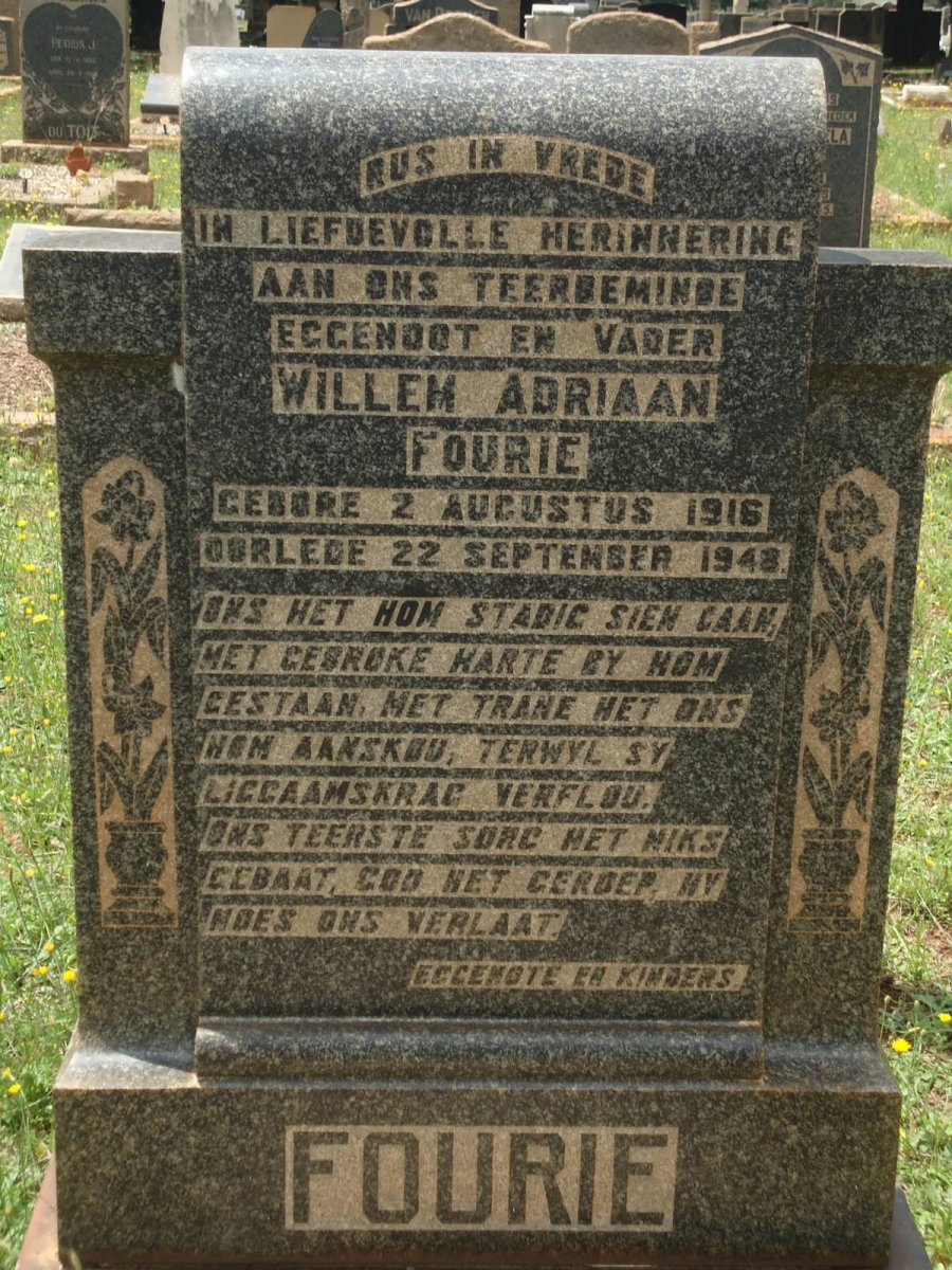 FOURIE Willem Adriaan 1916-1948