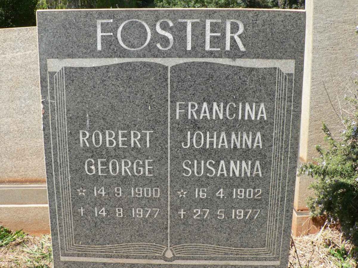 FOSTER Robert George 1900-1977 &amp; Francina Johanna Susanna 1902-1977