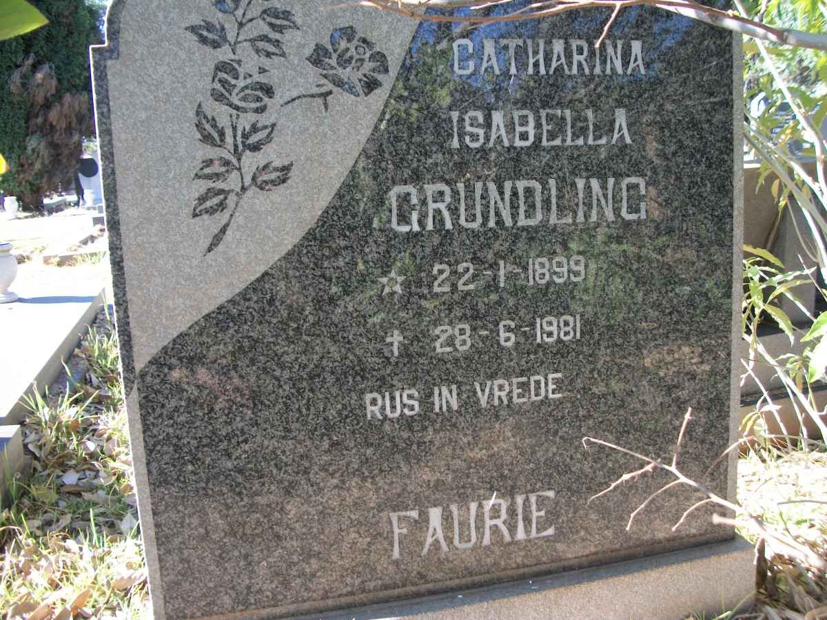 FAURIE Catharina Isabella Grundling 1899-1981