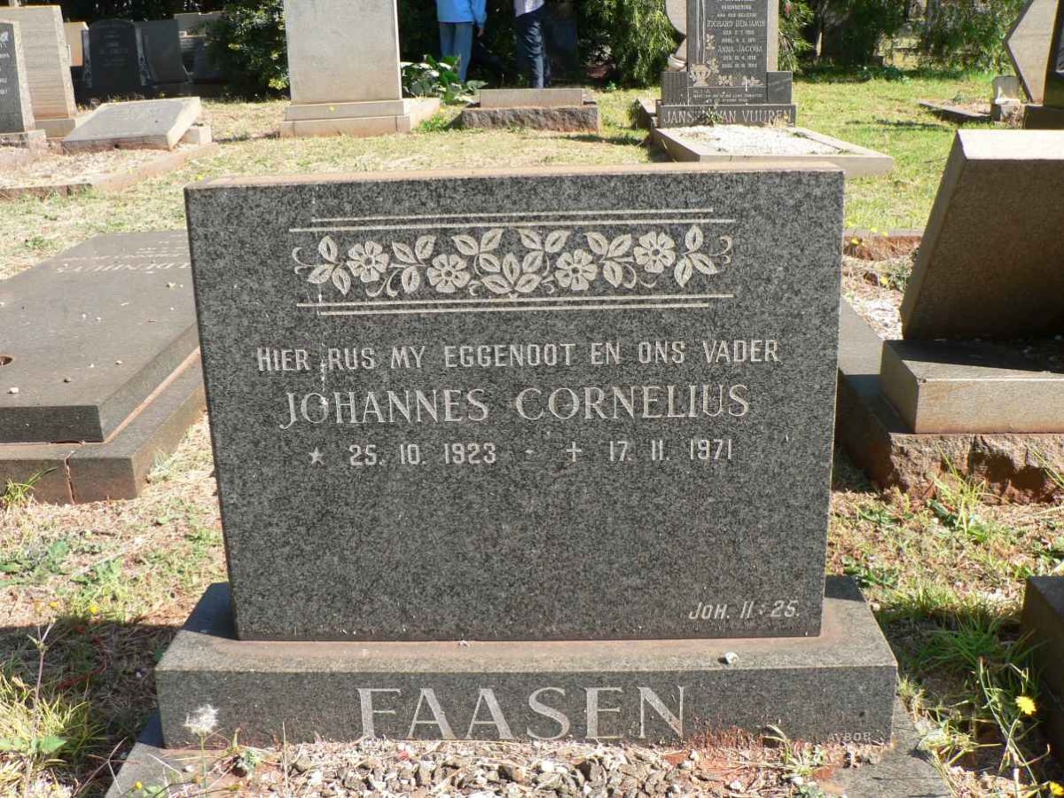 FAASEN Johannes Cornelius 1923-1971