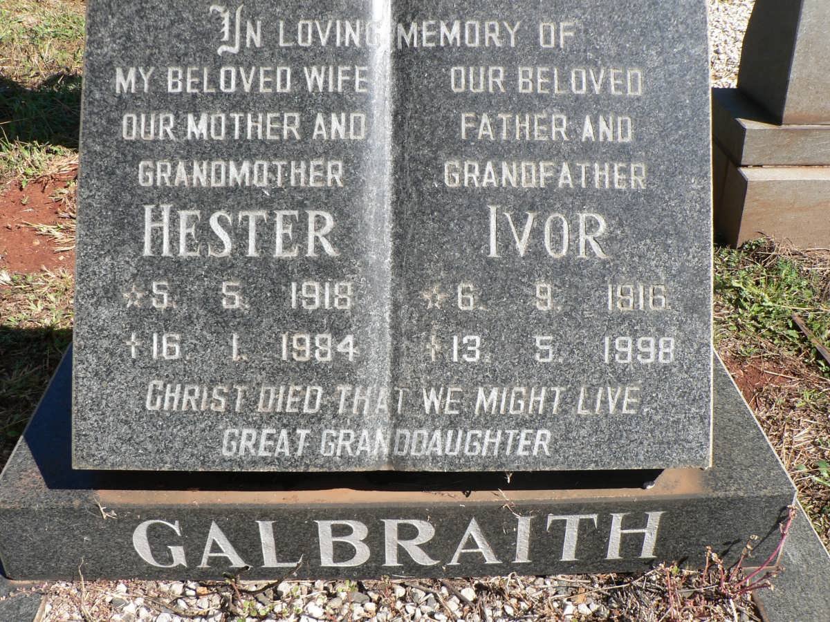 GALBRAITH Ivor 1916-1998 &amp; Hester 1918-1984