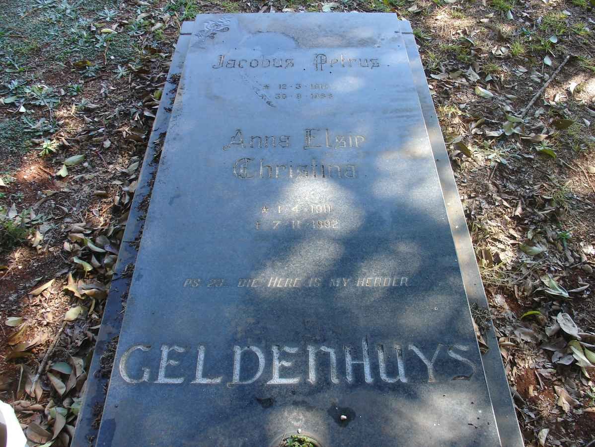 GELDENHUYS Jacobus Petrus &amp; Anna Elsie Chrisna 1911-1982