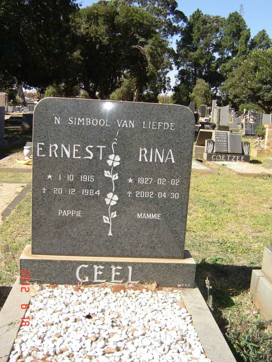 GEEL Ernest 1915-1984 &amp; Rina 1927-2002