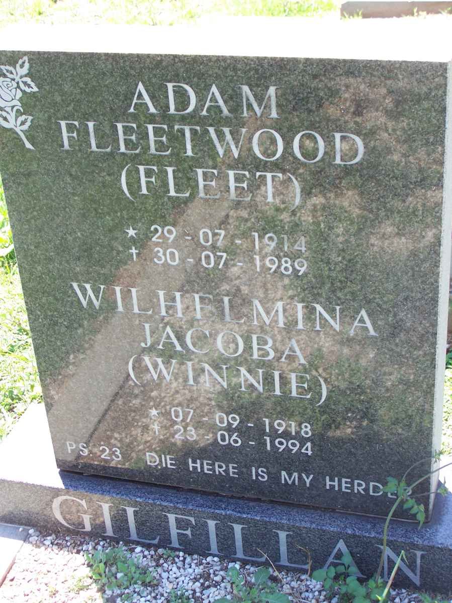 GILFILLAN Adam Fleetwood 1914-1989 &amp; Wilhelmina Jacoba 1918-1994
