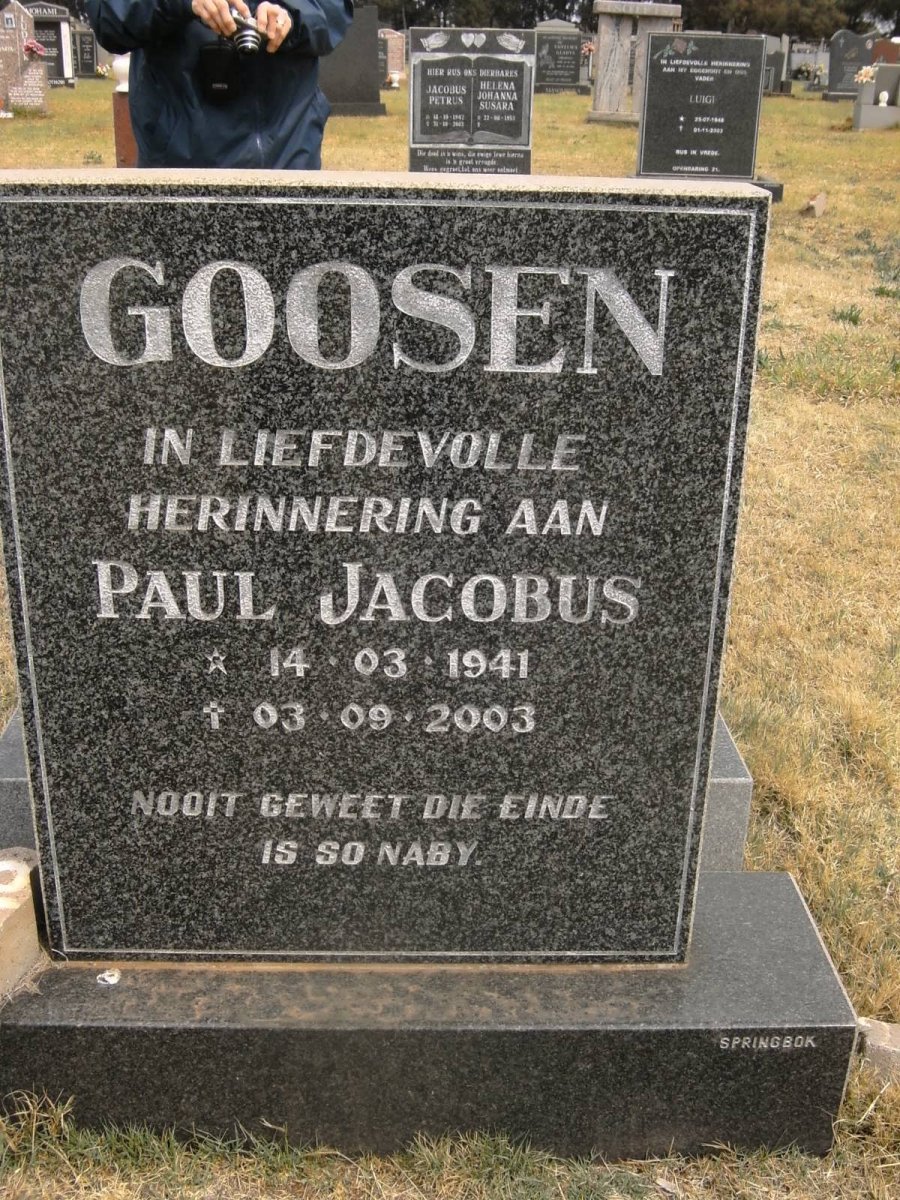 GOOSEN Paul Jacobus 1941-2003