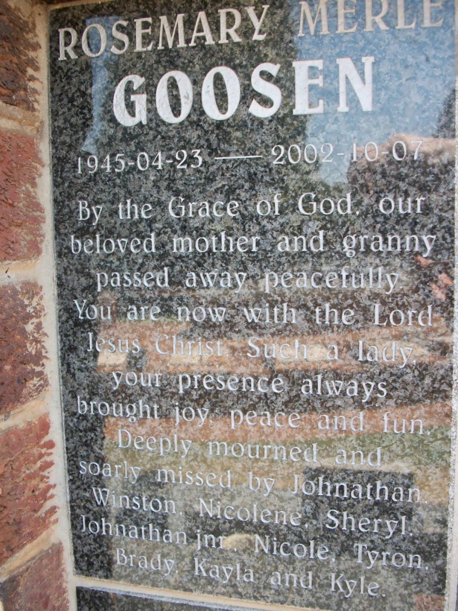 GOOSEN Rosemary Merle 1945-2002